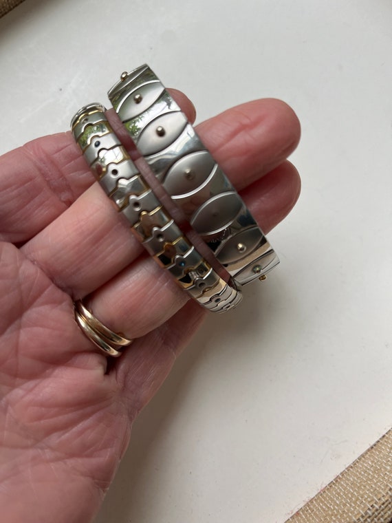 Two Vintage Stainless and Gold Bracelets - Vintag… - image 4