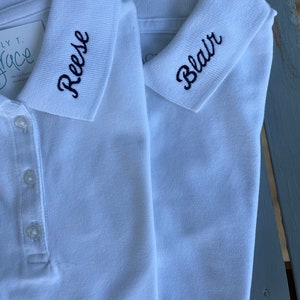 Preppy Polo Shirt - Girl’s School Uniform Polo monogrammedwith name on collar - personalized girl’s polo