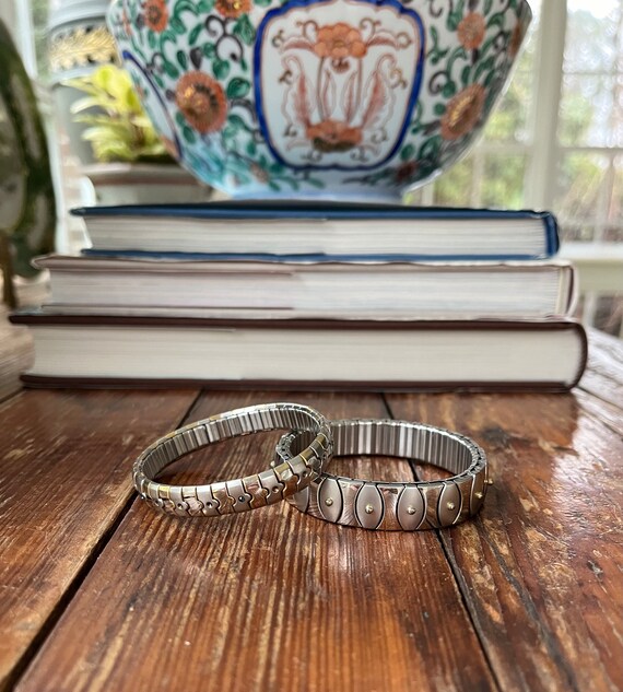 Two Vintage Stainless and Gold Bracelets - Vintag… - image 6