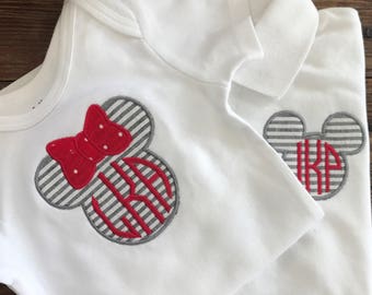 Disney Big Brother and Little Sister Little Brother Disney / Polo Shirt / Onesie / Baby Body Suit / Mickey Mouse Appliqued Polo Shirt /
