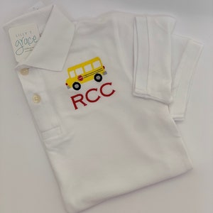 Boys School Bus Polo Shirt / back to school polo for boys / personalized polo