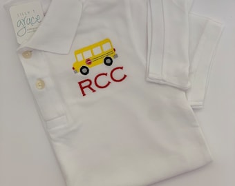 Boys School Bus Polo Shirt / back to school polo for boys / personalized polo