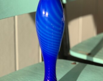 Murano style cobalt blue vase - made in Japan art glass vase