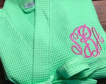 Waffle Weave Robe Bridesmaids, Christmas, Graduation available in  white monogrammed robe