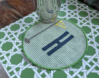 Appliquéd Seersucker Golf Cocktail Napkins - Monogrammed Set of 4