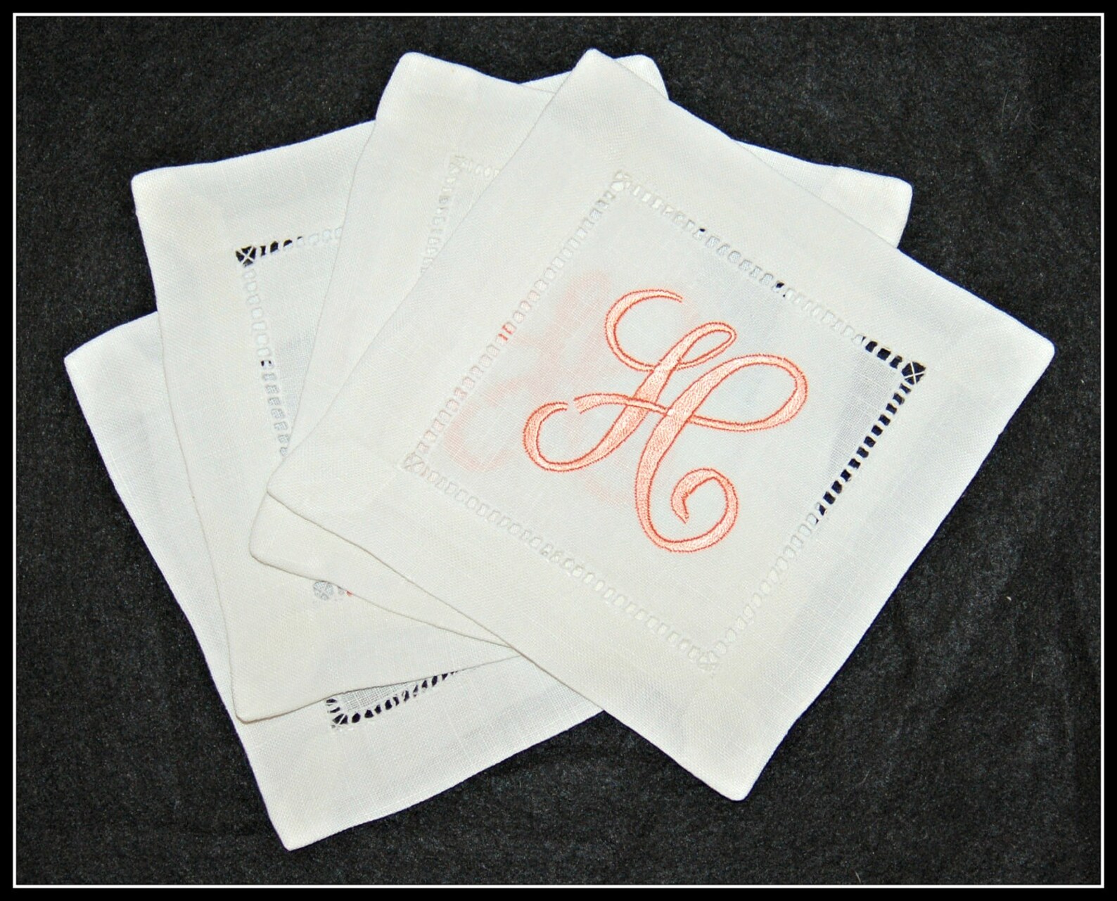 Set of 4 Linen Cocktail Napkins Monogrammed / Personalized / Etsy