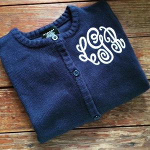 Girls sweater Monogrammed Personalized Embroidered Pink sweater, white sweater, navy sweater or blue jacket image 5