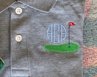 Boys Gray Golf Polo Shirt / preppy golf polo for boys / birthday gift for boys