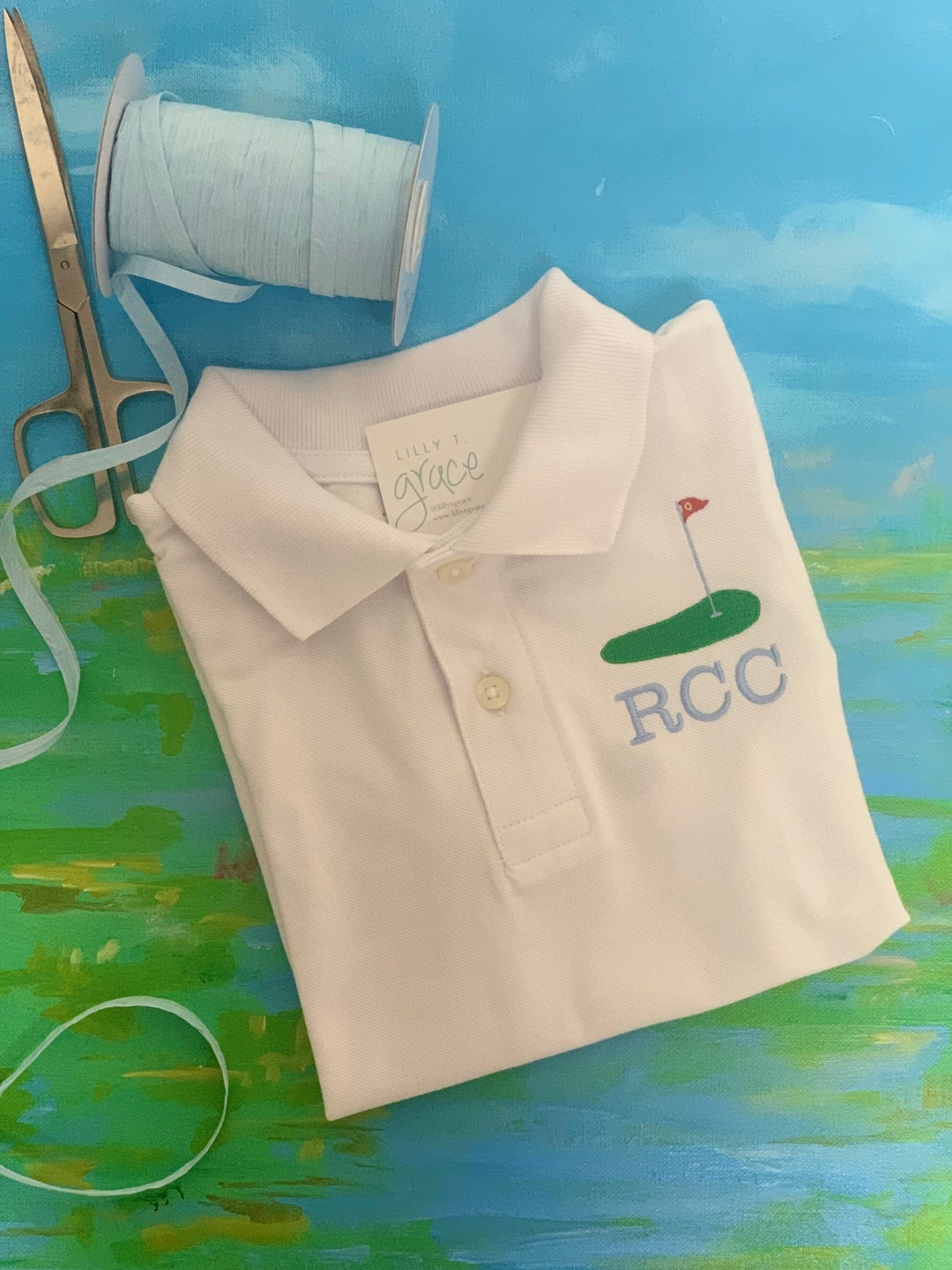 Boys Golf Polo Shirt / Preppy Golf Polo for Boys and Hooked Golf Pillow