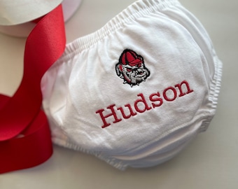 Baby boy diaper cover / Embroidered Monogrammed Personalized baby boy bloomers diaper covers with Bulldog and name