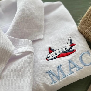 Airplane polo shirt - polo with jet plane embroidery - personalized polo
