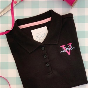 Personalized Girls Polo Shirt: Embroidered Initial School Uniform