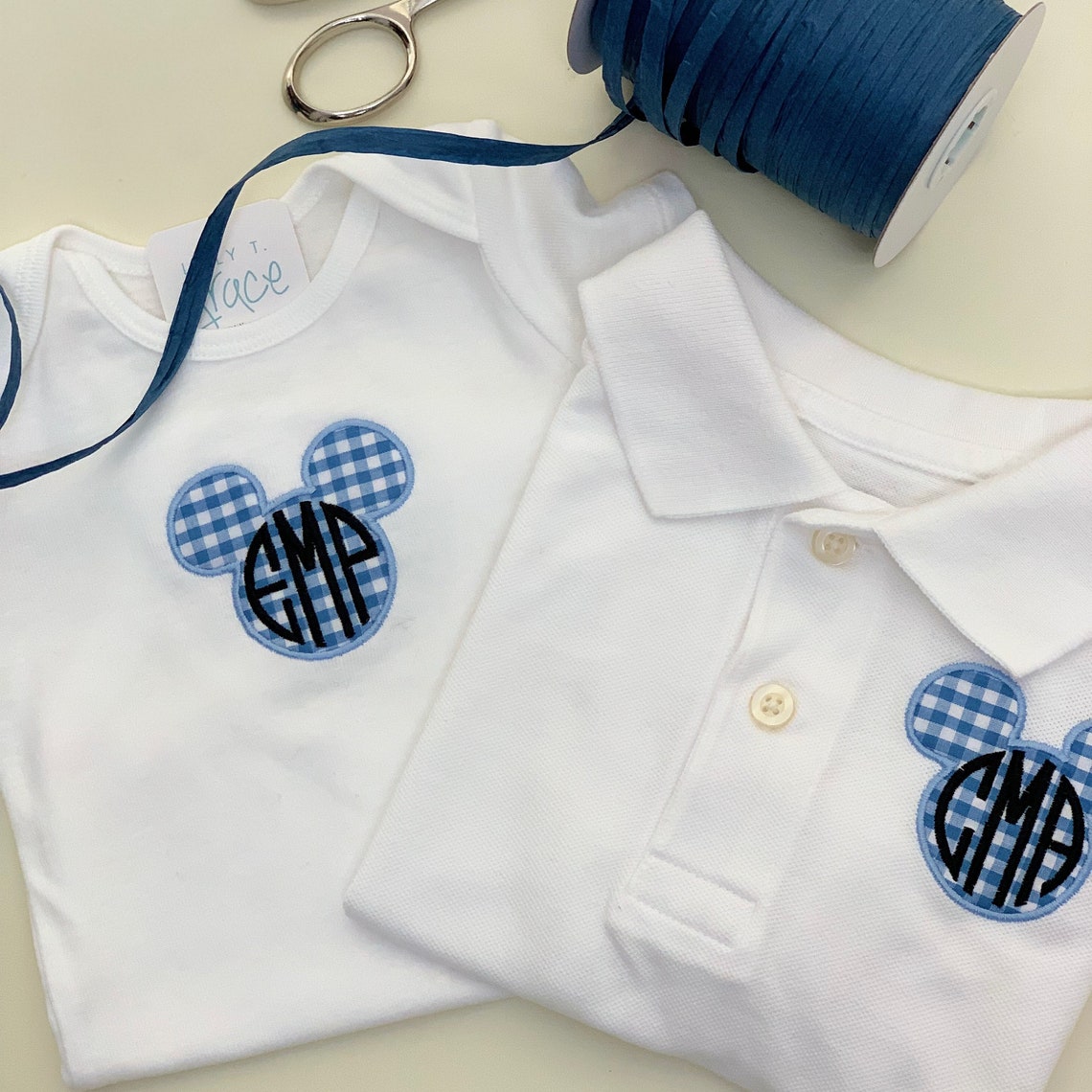 Itsy Bitsy Boys Light Blue Striped Polo Shirt - Embroidered Mickey Mouse main image 1