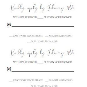 Modèle de carte de mariage RSVP, suite d'invitations de cartes RSVP imprimées, invitation chic et intemporelle