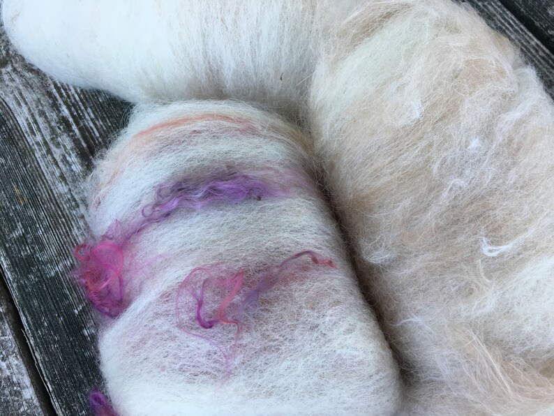 9oz alpaca Art batt corriedale wool and mohair for spinning or felting,