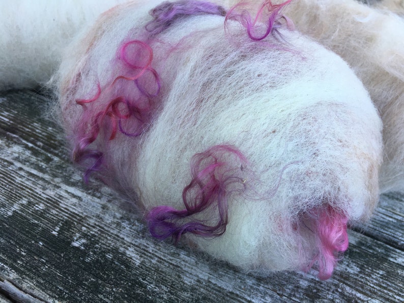 9oz alpaca Art batt corriedale wool and mohair for spinning or felting,
