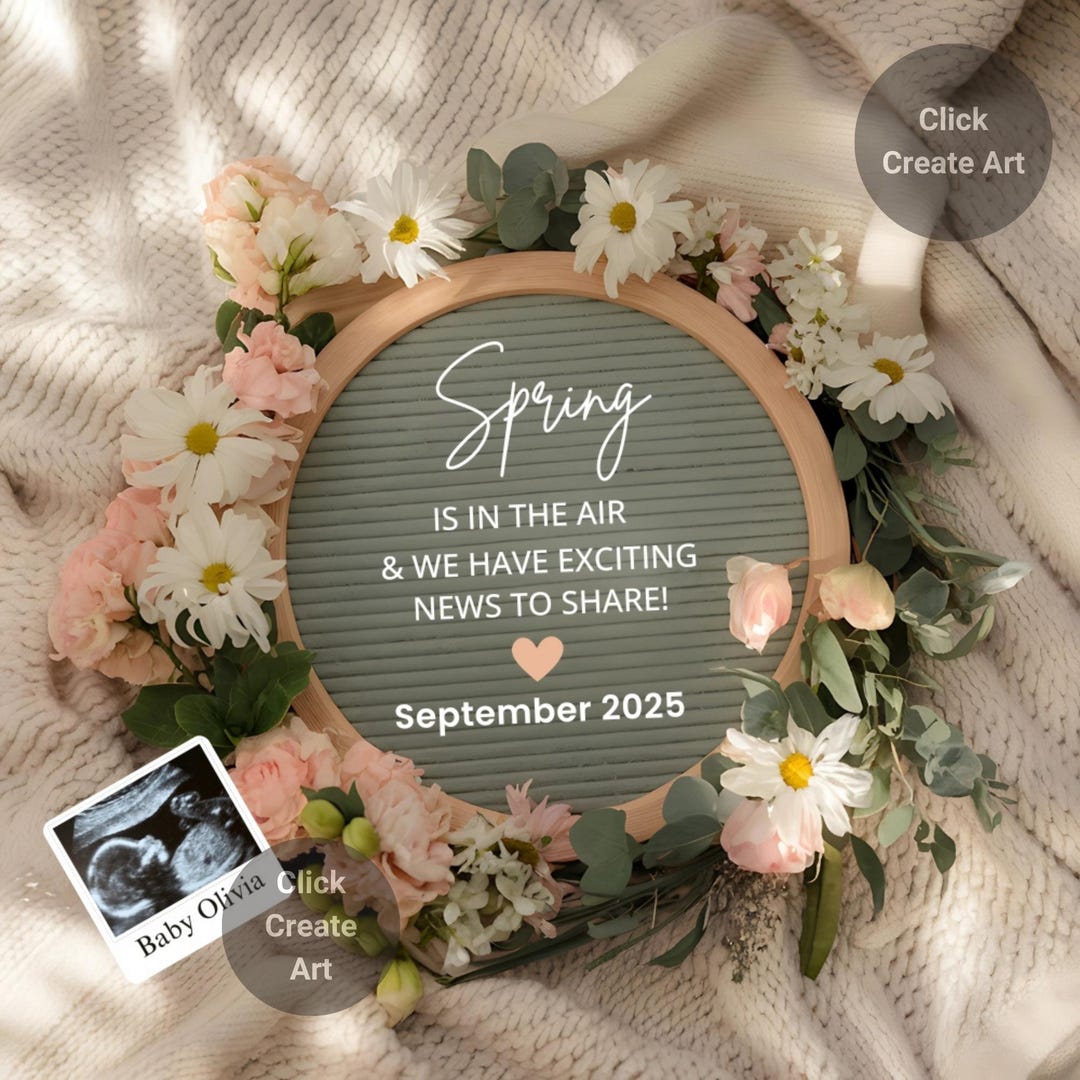 Spring Pregnancy Announcement Digital, Editable Spring Pregnancy ...