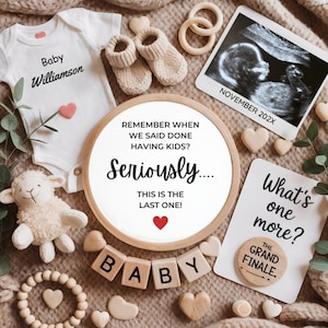 Last One Pregnancy Announcement for Social Media, Finale Pregnancy Announcement Digital, Neutral Editable Pregnancy Template , Last One