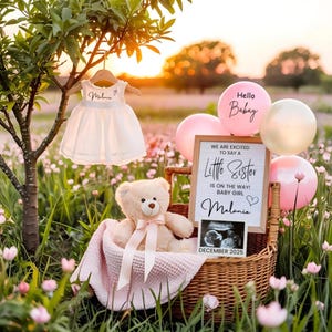 Baby Schwester Digitale Schwangerschaftansage für Social Media, eine kleine Schwester offenbaren, bearbeitbare Social Media kleine Schwester offenbaren, Baby Schwester