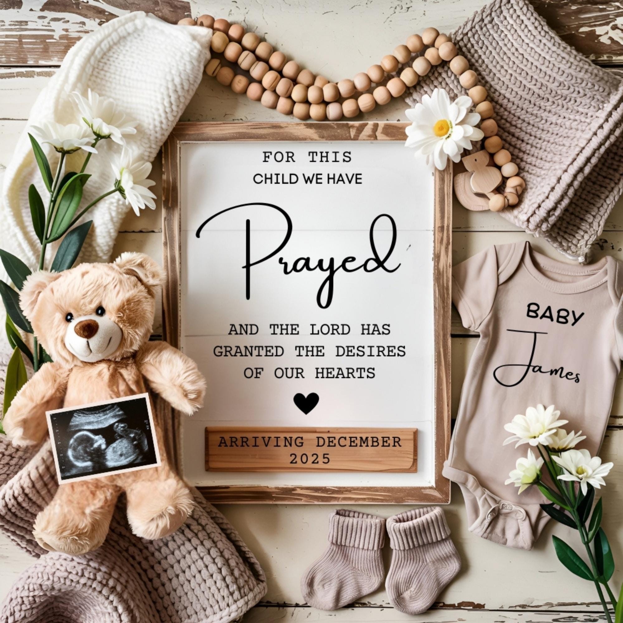 Religious Pregnancy Announcement Template,Baby Announcement,Digital Pregnancy Announcement,For this Child Have Prayed,Instant Download