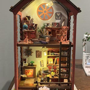 handmade magic shack diorama with lighting - (10.5h x 5.5L x 7w inches)