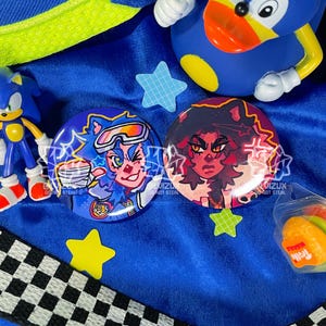 SONIC the hedgehog round badge pins - sonic - shadow