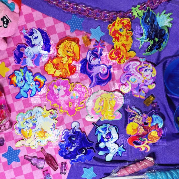 Llaveros y pegatinas acrílicas de MY LITTLE PONY - Mane Six - MLP - Unicornio - Pegaso - Caballo