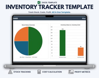 Inventory Tracker Excel Template – Stock Management for Etsy Sellers & Small Business