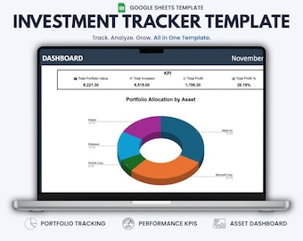 Investment Tracker Google Sheets Template – Portfolio Dashboard & Performance Tracker