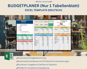 Excel予算プランナーテンプレート：月間財務トラッカー（デジタルダウンロード）