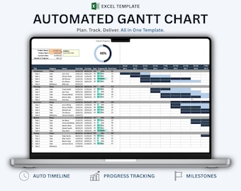 Gantt Chart Excel Template – Project Timeline & Progress Tracker (Digital Download)