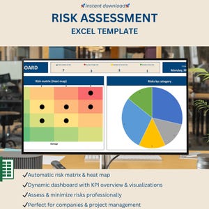 Risk Assessment Template – Excel Risk Register with Heat Map – Digital Risk Management Tool for Projects & Business, Risk analysis tool