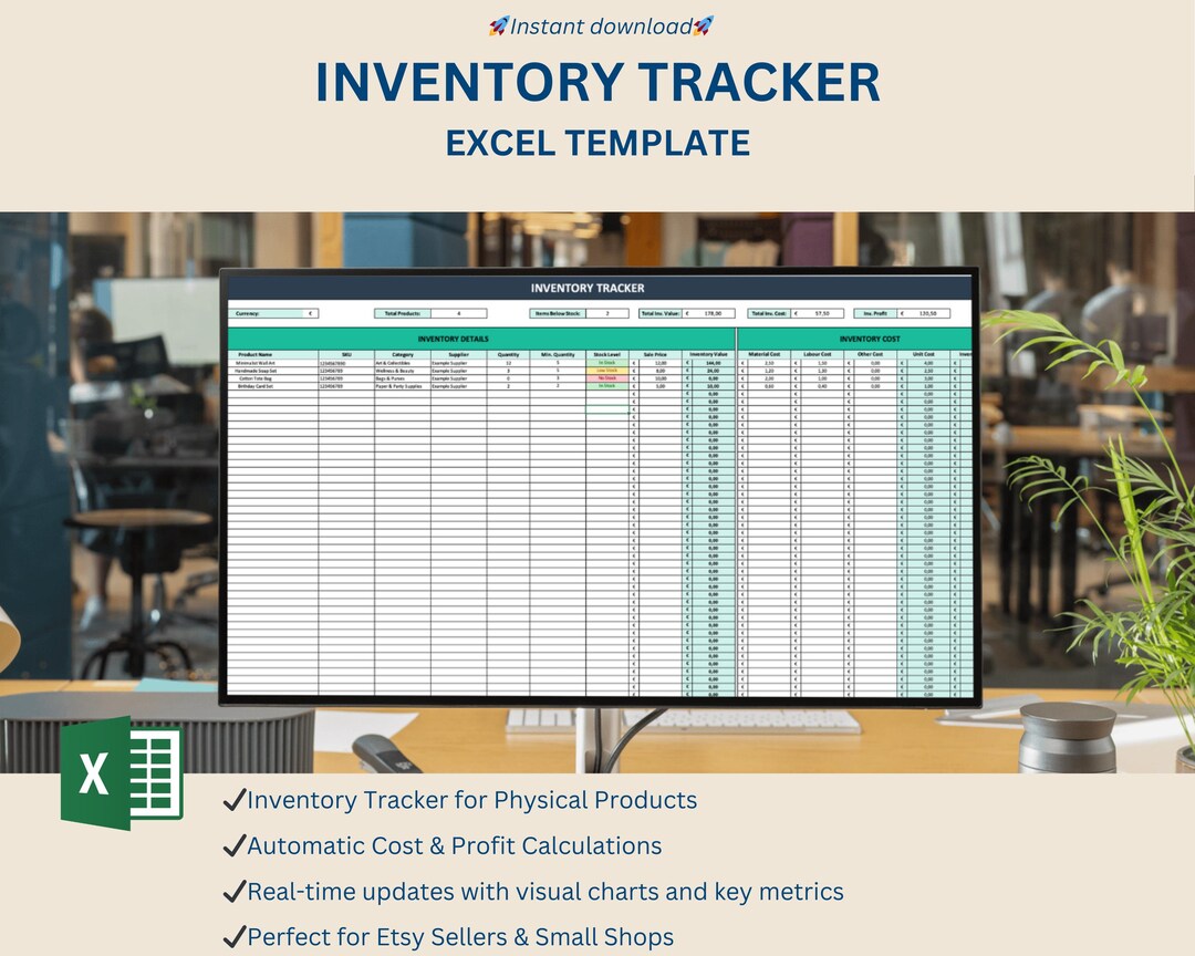 Inventory Tracker Excel Template – Stock Management for Etsy Sellers ...