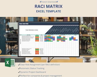 RACIマトリックスExcelテンプレート｜プロジェクト管理ダッシュボード（デジタルダウンロード）
