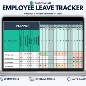 Mitarbeiter-Urlaubsplaner für Excel | Abwesenheitstracker mit Jahresübersicht & Dashboard