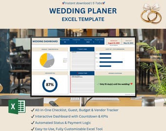 ウェディングプランナー用Excelテンプレート、予算、ゲストリスト、チェックリスト