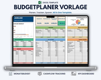 Excel Budget Planner Template – Monthly Budget Spreadsheet & Expense Tracker | German Version