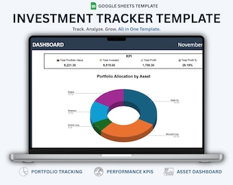 Investment Tracker Google Sheets Template – Portfolio Dashboard & Performance Tracker