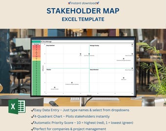 利害関係者マップExcelテンプレート（影響力・関心マトリックス付き）