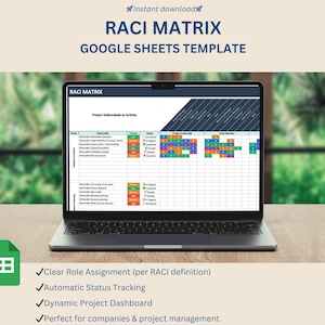 RACI Matrix Google Sheets Template | Role & Responsibility Assignment | Project Management Dashboard | Responsibility Chart
