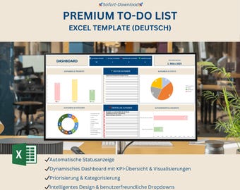 To-DoリストExcelテンプレート、タスクマネージャー（デジタルダウンロード）