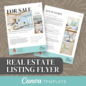 Real Estate Listing Flyer Template | Editable Canva Flyer | Realtor Marketing | Open House Flyer | Real Estate Templates