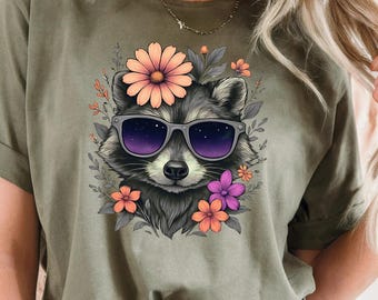 Comfort Colors Raccoon T-Shirt: Boho Sunglasses Graphic Tee