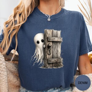 Haunted House Ghost Comfort Colors T-Shirt, Vintage Spooky Fall Graphic Tee, Earth Tone Halloween Shirt for Women & Men, Cute Ghost T-Shirt image 8