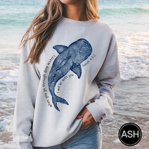 Whale Shark Beach Sweatshirt, Womens Shark Shirt, Christian Ocean Shirt