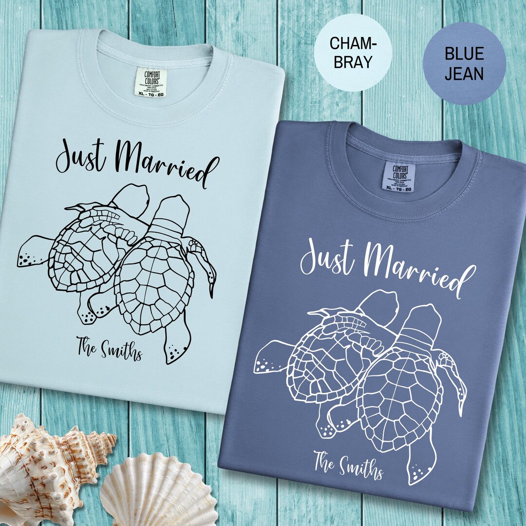 Married Turtle Just Married Sea Turtles T-shirt | Wedding Beach Bride Groom Tee - Etsy