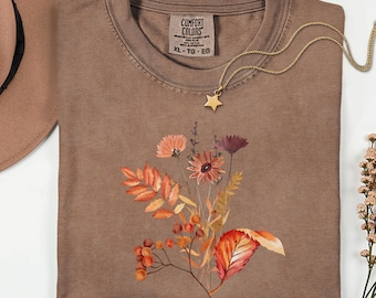 Fall Wildflowers Comfort Colors T-Shirt: Botanical Nature Tee