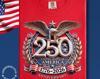 250th Anniversary USA Eagle Crest T-shirt | 1776-2026 Patriotic Design