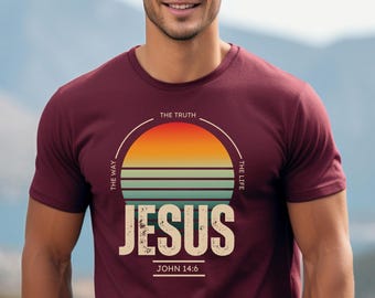 Vintage John 14:6 Christian T-Shirt, Retro Jesus Tee