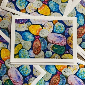 Cartão de felicitações de pedras coloridas | Impressão | Atacado, Empresa, Maine por Kellie Chasse, Pedras, Nota de agradecimento, Em branco, Aniversário, Presente, Casamento